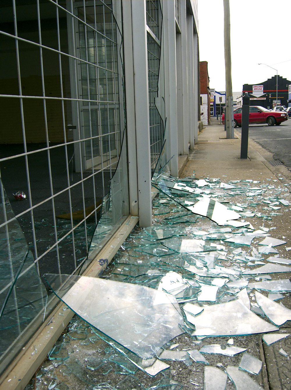 Broken shop window Film in Chicago