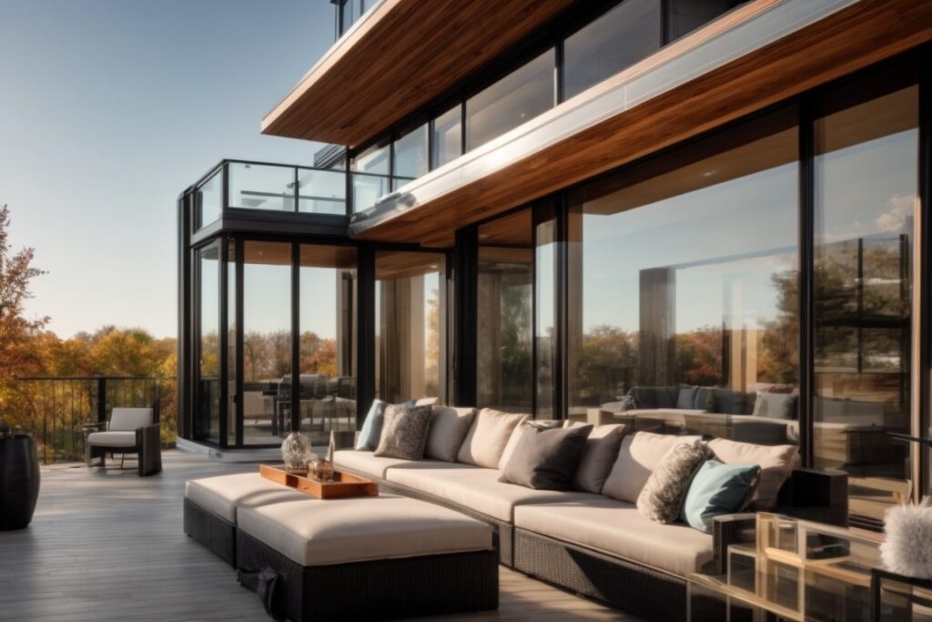 Luxury Chicago home with solar window film on expansive windows