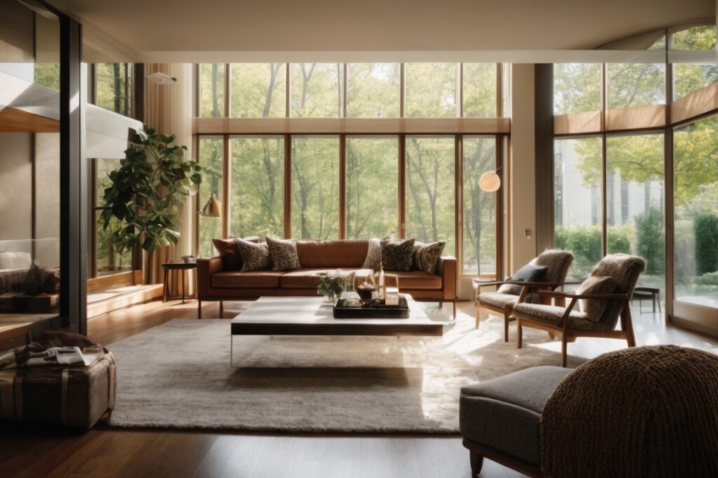 Chicago home interior lit by sun control window film, energy efficient comfort