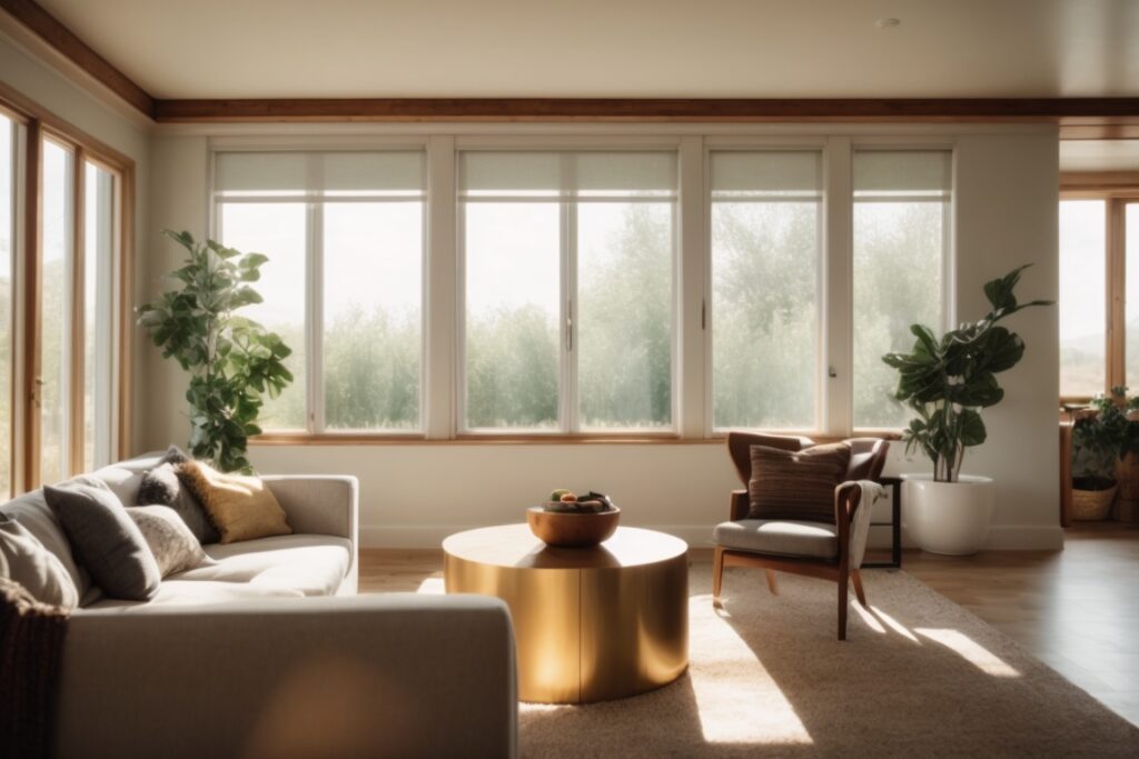 Interior of a home with sunlight filtering through fade prevention window film