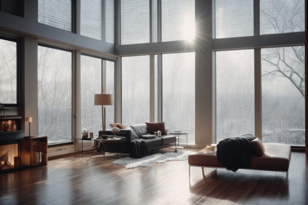 Chicago home interior with window film installation against extreme weather conditions