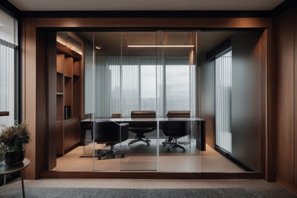 Chicago home office with opaque frosted privacy window film