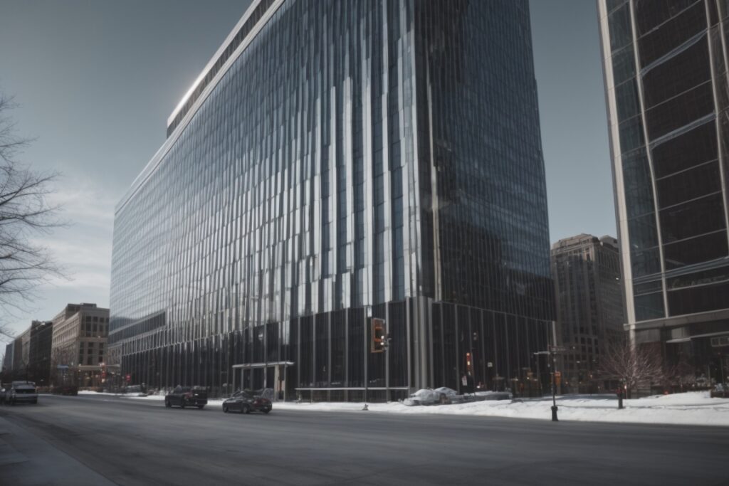 Chicago downtown office tower with heat reduction window film