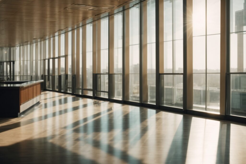 commercial building interior optimized for sunlight with window film